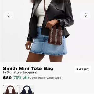 Coach Brown Signature Mini Tote with Dark Brown Trim